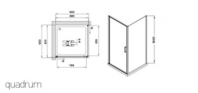 Wellis zuhanykabin Qadrum egy nyílóajtó szögletes Easy Clean 90x90x190 [OUTLET]